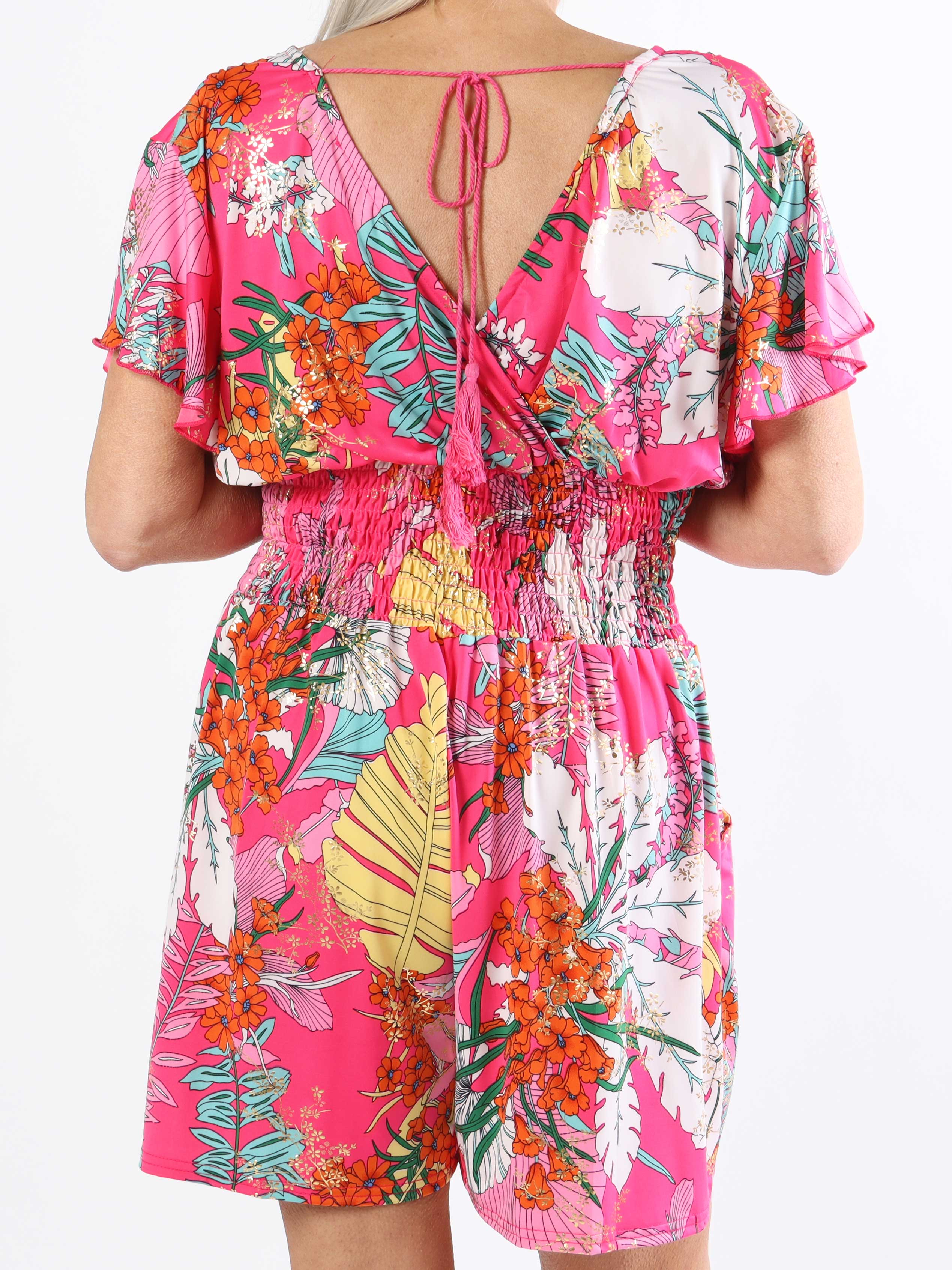 Pams Botanic Playsuit O/B - Mønstret plus size elastisk buksedragt